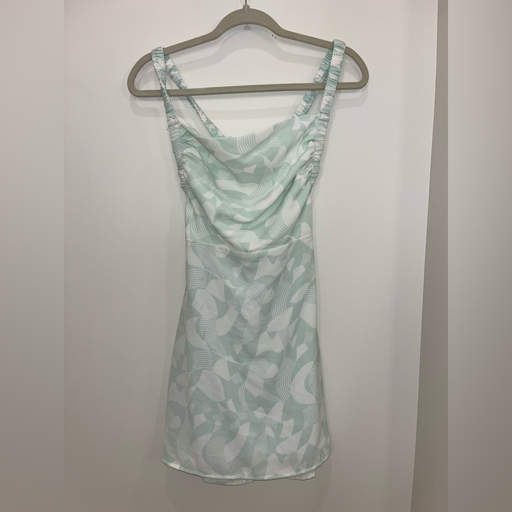 Mint/Light Teal With White Patterned Sundress For… - image 1